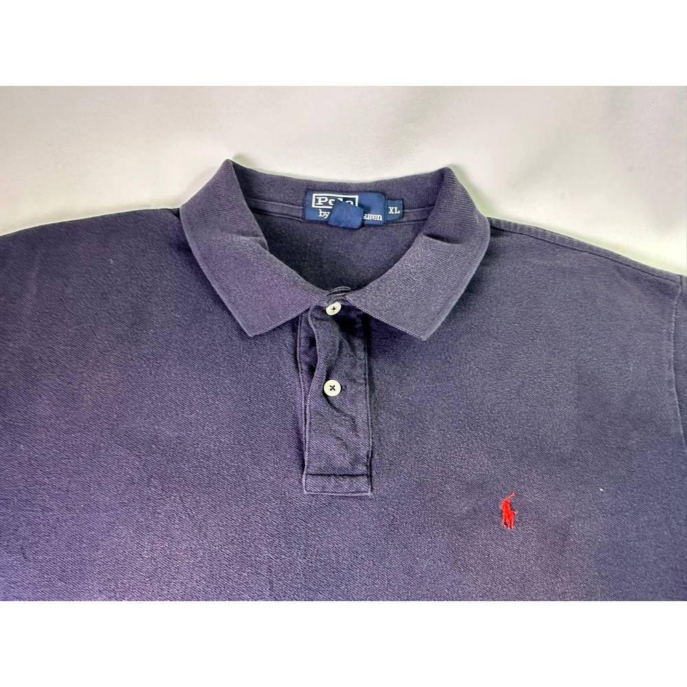 Vtg 90s Polo Ralph Lauren Shirt XL Blue Pique Red‎ Pony Mariana Islands USA Mesh